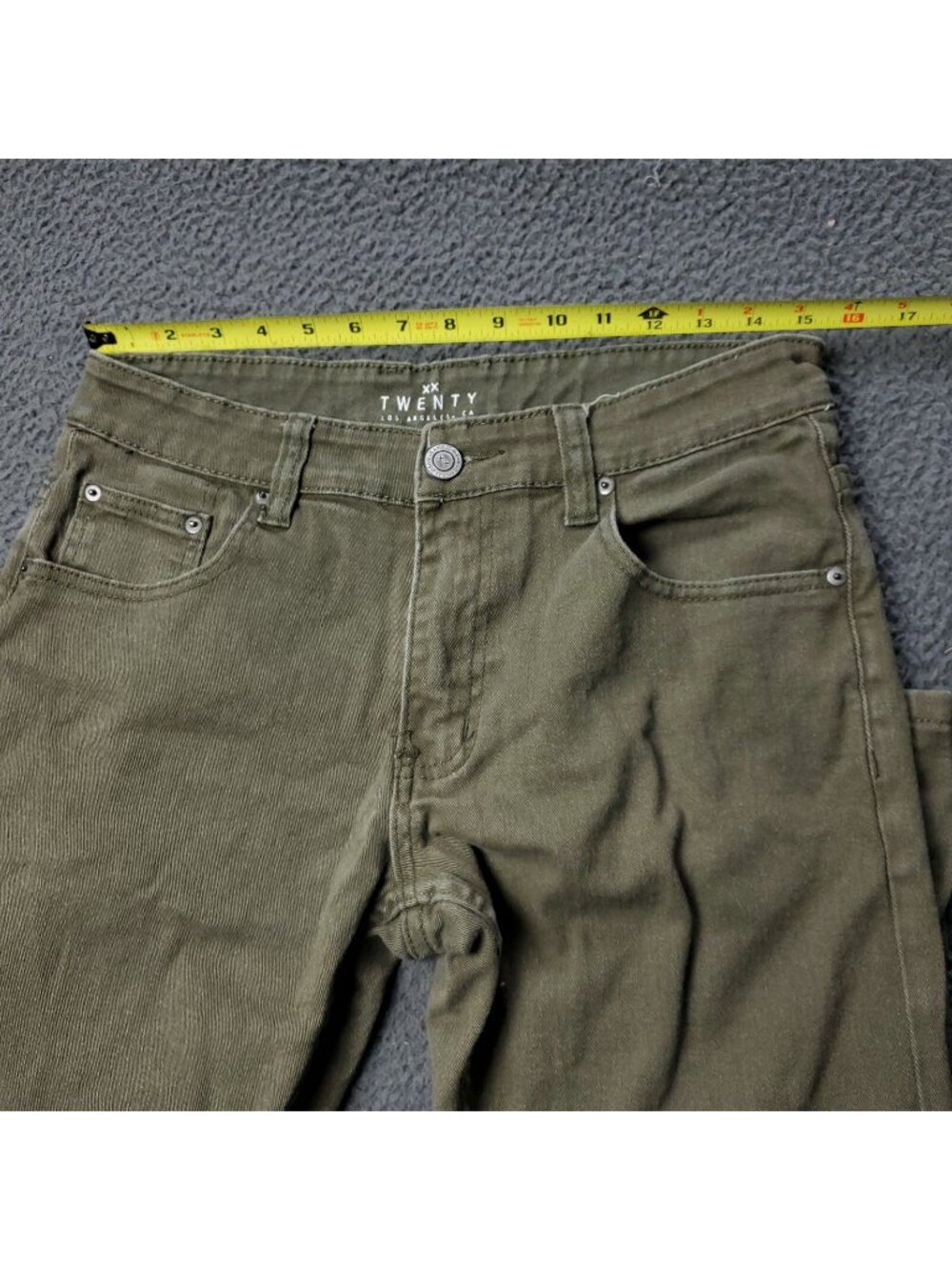 XX Twenty Jeans Mens 32x30 Cotton Spandex Denim Khaki Green Pants Casual Adult - Picture 2 of 13